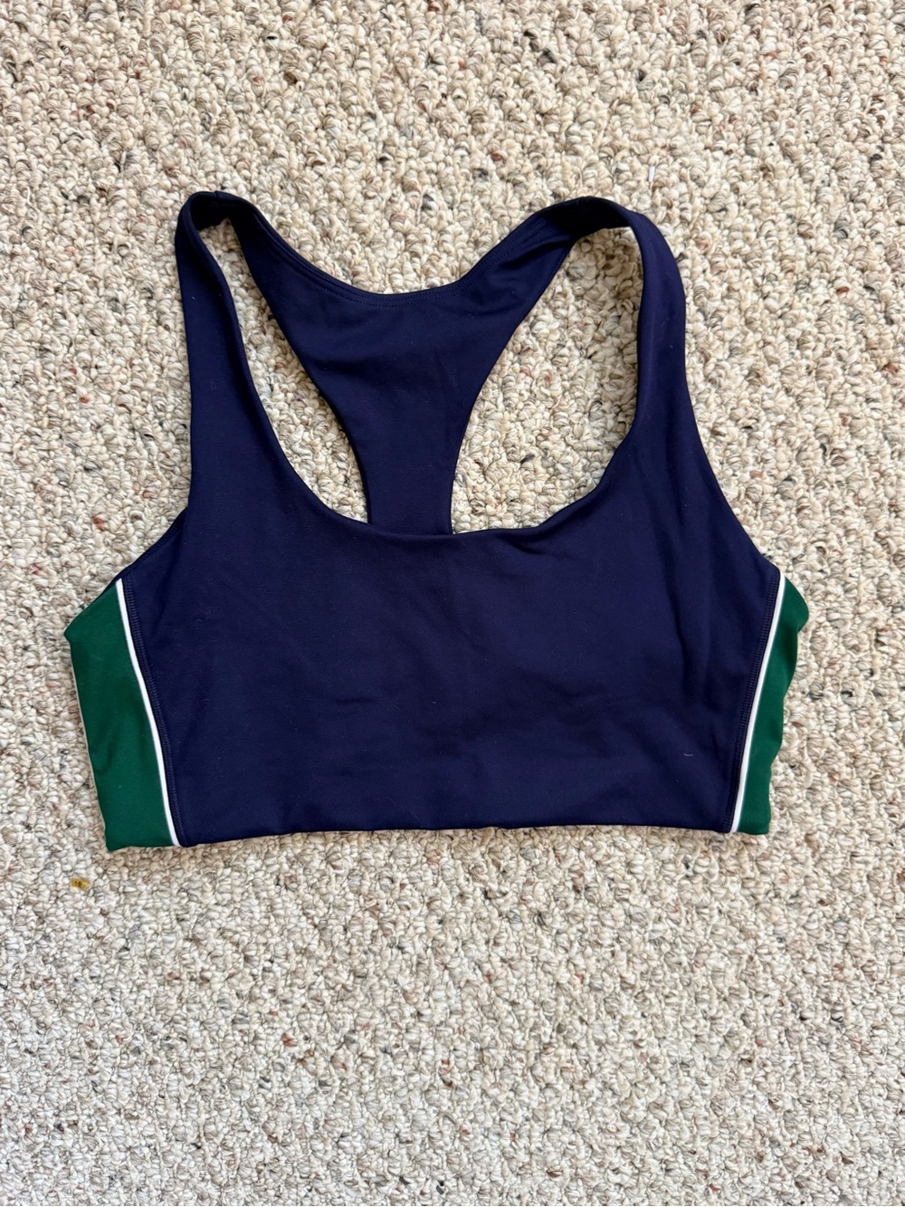 GapFit Navy Blue & Green Colorblock Racerback Sports Bra ~ Size L